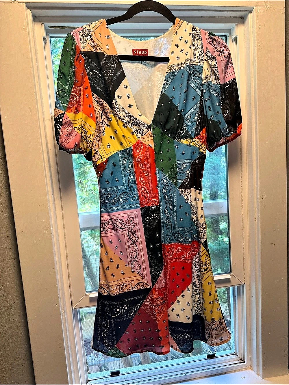 STAUD Milla Mini Dress Paisley Multicolor & Black Size 6